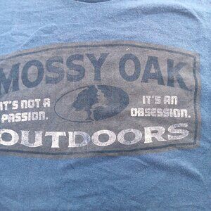 2XL T-shirt Mossy Oak Outdoors Blue Graphic T-Shirt 2XL Cotton Mens Hunting Tee